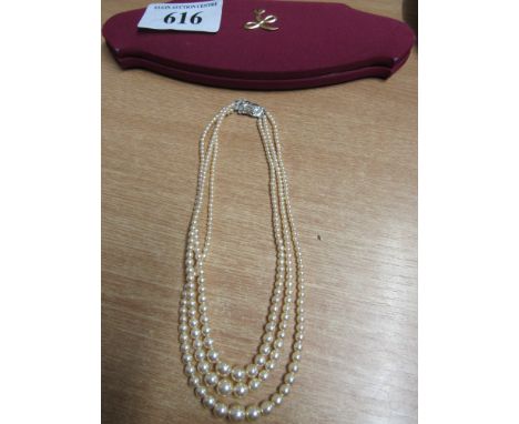  Sale Item:    CASED 3 STRING PEARLS (CASE AF)   Vat Status:   No Vat   Buyers Premium:  This lot is subject to a Buyers Prem