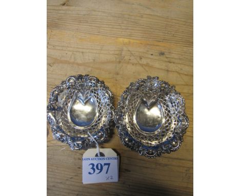  Sale Item:    PAIR SILVER BON BON DISHES 1898 (AF)  Vat Status:   No Vat   Buyers Premium:  This lot is subject to a Buyers 