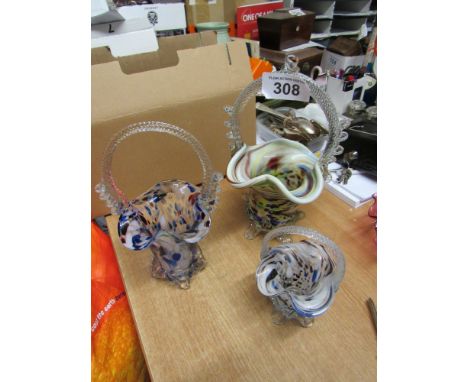  Sale Item:    3 MURANO GLASS BASKETS   Vat Status:   No Vat   Buyers Premium:  This lot is subject to a Buyers Premium of 15