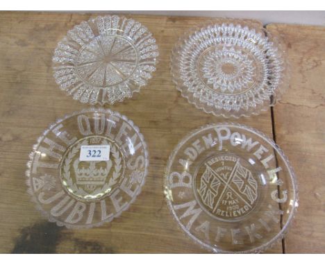  Sale Item:    4 COMMERATIVE GLASS PLATES (AF)   Vat Status:   No Vat   Buyers Premium:  This lot is subject to a Buyers Prem
