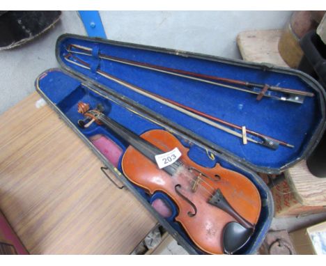  Sale Item:    CASED VIOLIN & 2 BOWS (AF)   Vat Status:   No Vat   Buyers Premium:  This lot is subject to a Buyers Premium o