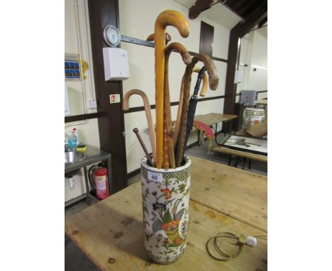  Sale Item:    ORIENTAL STICK STAND & STICKS   Vat Status:   No Vat   Buyers Premium:  This lot is subject to a Buyers Premiu