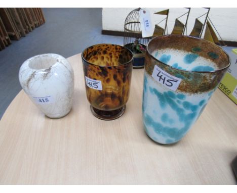  Sale Item:    3 GLASS VASES   Vat Status:   No Vat   Buyers Premium:  This lot is subject to a Buyers Premium of 15% + Vat @