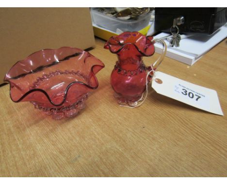  Sale Item:    CRANBERRY GLASS JUG & BOWL   Vat Status:   No Vat   Buyers Premium:  This lot is subject to a Buyers Premium o