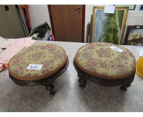  Sale Item:    PAIR TAPESTRY STOOLS   Vat Status:   No Vat   Buyers Premium:  This lot is subject to a Buyers Premium of 15% 