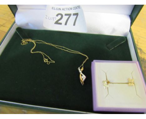  Sale Item:    BOX 9 CT CHAIN PENDANT & BUTTER FLY EAR RINGS  Vat Status:   No Vat   Buyers Premium:  This lot is subject to 