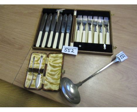  Sale Item:    2 SETS CASED CUTLERY & LADLE   Vat Status:   No Vat   Buyers Premium:  This lot is subject to a Buyers Premium