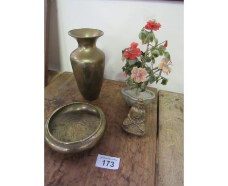  Sale Item:    BOX BRASS VASE CHINESE BUDDHA CENSER BOWL & FLOWER  Vat Status:   No Vat   Buyers Premium:  This lot is subjec
