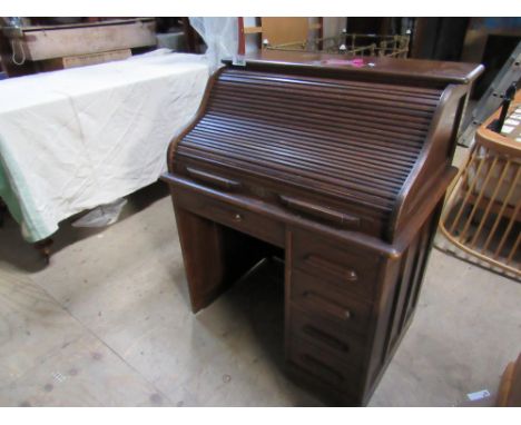  Sale Item:    OAK ROLL TOP DESK- KEYS IN OFFICE  Vat Status:   No Vat   Buyers Premium:  This lot is subject to a Buyers Pre