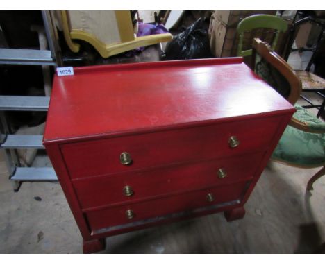  Sale Item:    RED PAINTED CHEST   Vat Status:   No Vat   Buyers Premium:  This lot is subject to a Buyers Premium of 15% + V