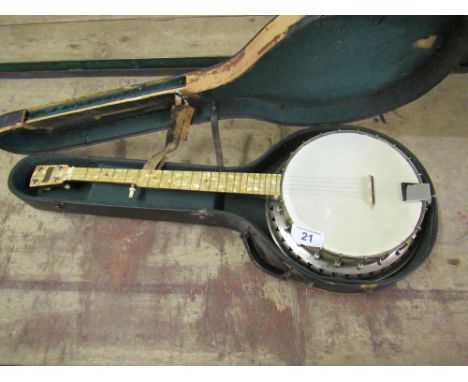  Sale Item:    IVORY QUEEN 5 STRING BANJO- CASE (AF)  Vat Status:   No Vat   Buyers Premium:  This lot is subject to a Buyers