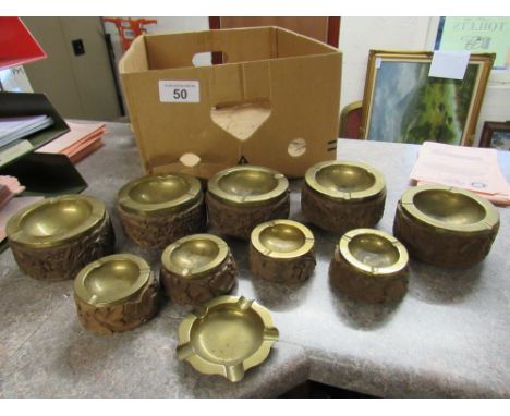  Sale Item:    BOX CARVED/BRASS ASHTRAYS (AF)   Vat Status:   No Vat   Buyers Premium:  This lot is subject to a Buyers Premi