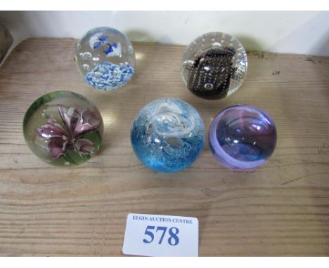  Sale Item:    5 PAPERWEIGHTS   Vat Status:   No Vat   Buyers Premium:  This lot is subject to a Buyers Premium of 15% + Vat 