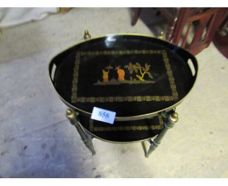  Sale Item:    2 TIER OVAL PAINTED BRASS TABLE   Vat Status:   No Vat   Buyers Premium:  This lot is subject to a Buyers Prem