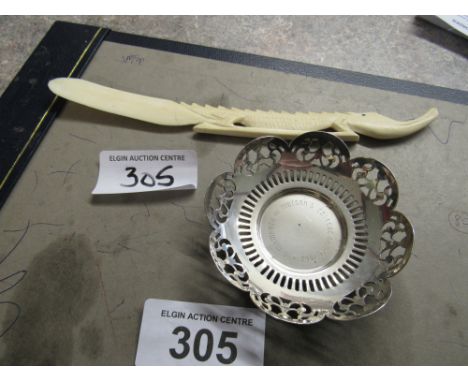  Sale Item:    SILVER BON BON DISH & LETTER OPENER  Vat Status:   No Vat   Buyers Premium:  This lot is subject to a Buyers P