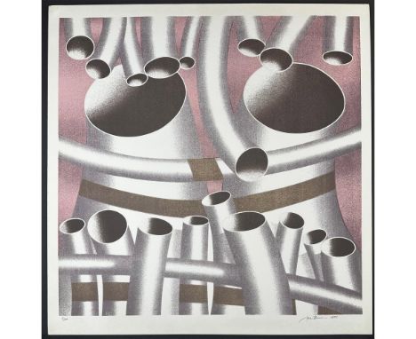 Silkscreen titled Pipes. Signed lower right numbered 1/200. Year 1976 Sight size 26.5" x 25.5"
