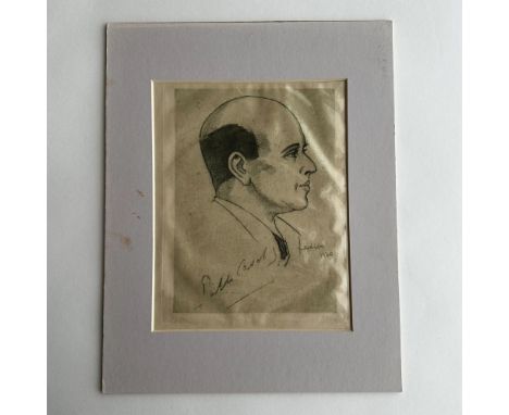 Small edition original etching on paper of world renowned Spanish cellist, composer, and conductor Pablo Casals with his name