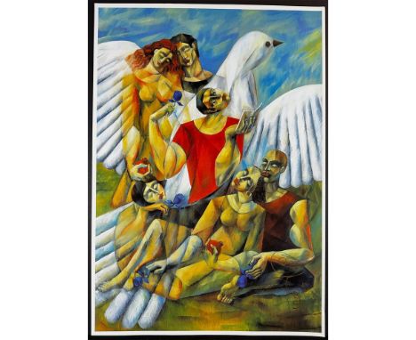 Offset Lithograph titled Untitled Signed lower right Dated 07/01/94 Sight size 21" x 29.5"Condition: Age related wear. 