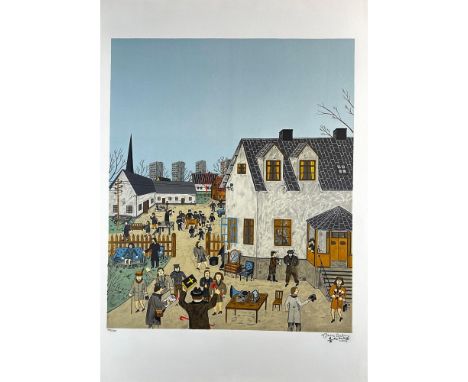 Lithograph titled Auction at Esther's Farm Signed lower right numbered 183/285. Sight size 20.5" x 29.5"Condition: Age relate