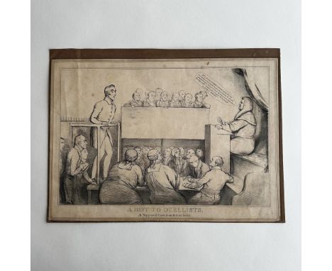 A Hint of Duellists (sic) is an antique black and white lithograph by Irish political cartoonist, caricaturist, painter and l