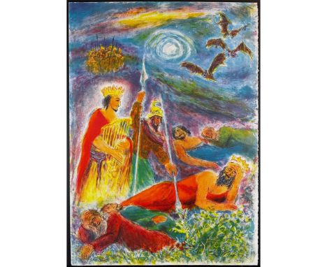 Lithograph titled Psalms of Psalms Signed lower right numbered 13/300 Sight size 21" x 30"Condition: Age related wear. 