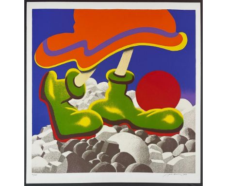 Silkscreen titled Girl With Beachball. Signed lower right numbered 95/200. Year 1977 Sight size 26.5" x 25.5"