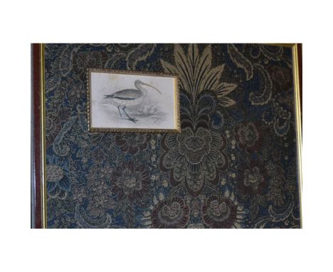 Original Hand-Colored Engraving, featuring the Curlew Shore Bird. W.H. Lizars. Stewart. Museum Matting, Pattern Tapestry in B