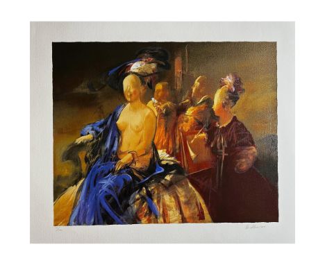 Serigraph titled Renaissance Scene .Signed lower right numbered 95/195. Sight size 30" x 26"