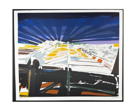 Serigraph titled Barricade Signed lower right numbered 193/200. Sight size 36" x 24"