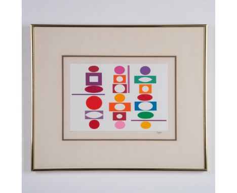 Double Metamorphosis III is an original silkscreen on paper by pioneer optical and kinetic artist Yaacov Agam. He combines th