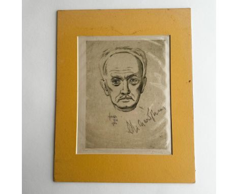 Limited edition original etching on paper of world renowned German composer and conductor Richard Strauss with his name in cu