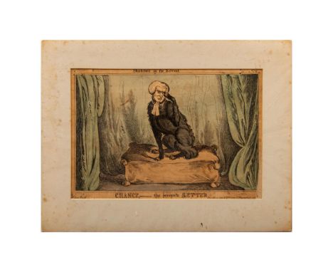Finely executed hand colored etching by British satirist William Heath from the series Sketches of the Kennel. It represents 