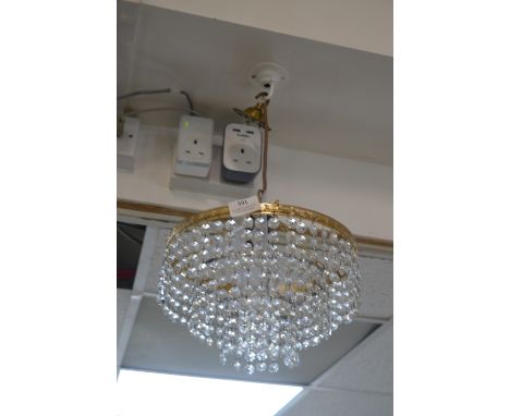 Brass Chandelier with Crystal Drops 