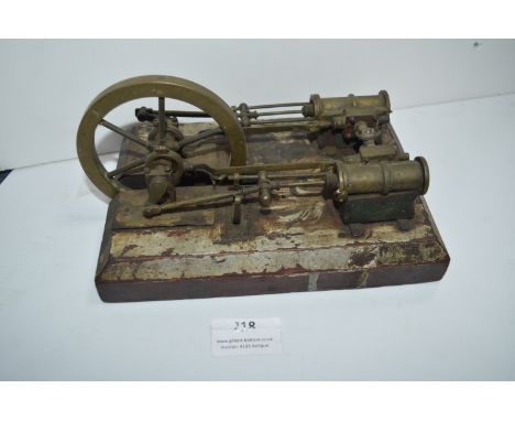 Mounted Brass Model Engine, Pistons and Fly Wheel 