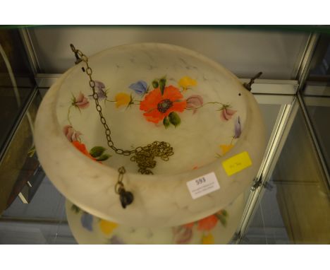 1930's Painted Glass Ceiling Light Shade 