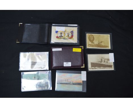 Two Albums of First World War Postcards Including Silks; WWI Soldiers,  etc. 