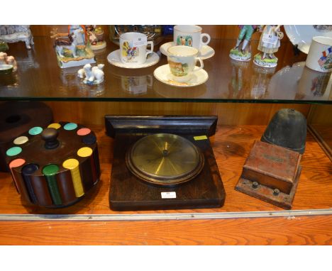 Barometer by Aitchison of London, Casio Croupier's Chip Set, and a Vintage Electric Bell 