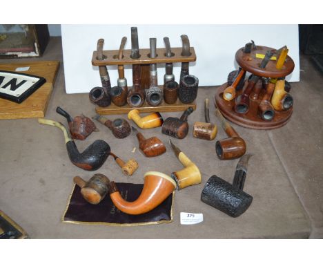 Two Pipe Racks and a Collection of Pipes 
