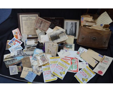 Theater Ephemera; Personal Documents Relating Pianist K. Butler, Assorted Postcards, Ephemera, etc. 