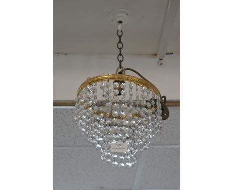 Small Brass Chandelier with Crystal Drops 