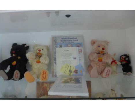 A Steiff first festive bears, Blackey, Whitey and Rosey, made in 1997,1998 and 1999 - limited editions for Steiff Festival, E