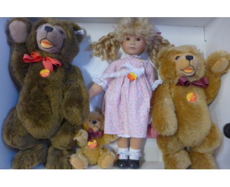 A Steiff Goldilocks and the three bears set 