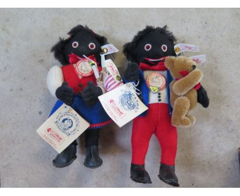 A Steiff Golli G and Teddy B, plus Molly Golli and Peg, made in 1995 and 1996 - limited editions, EAN numbers 651861 and 6518