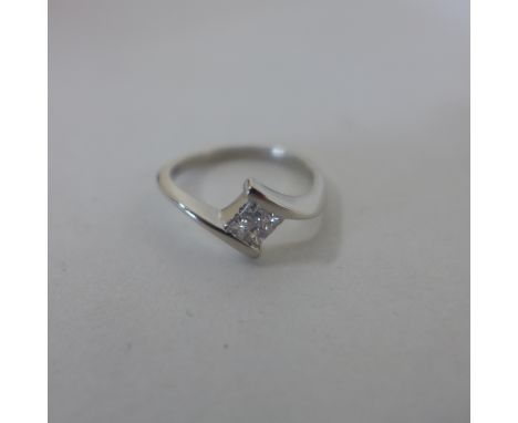 A 950 platinum diamond ring, size J, approx 3.5 grams, in good condition 