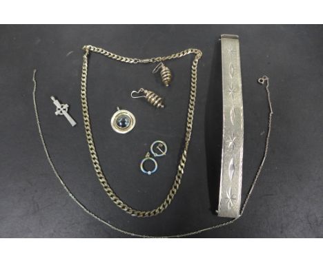A collection of silver jewellery to include pendants, bracelets, earrings etc, weight approx 2.4 troy oz, also a pair of silv