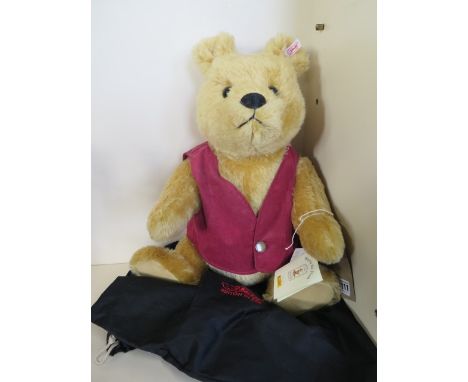 A Steiff Winnie the Pooh, made in 2004 - limited to 3500, large 50cm tall, embroidered bag and certificate 