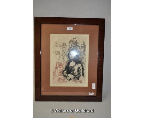 After Nicolae Nobilescu, Da Vinci illustration, limited edition print 25/90, signed in pencil.