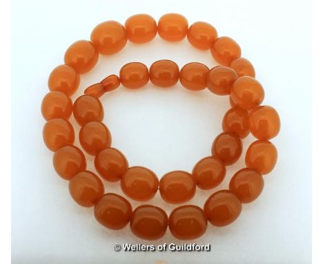 A Vintage Battic Butterscotch Egg Yolk Amber Necklace, 115g