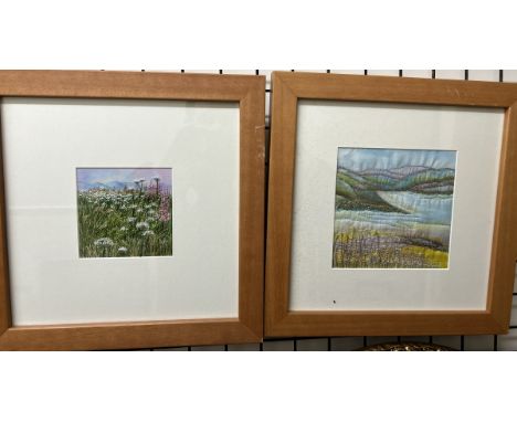 Muriel PerryFoxglovesWatercolourSignedTogether with two tapestry pictures and a gilt wall mirror with an arched top 