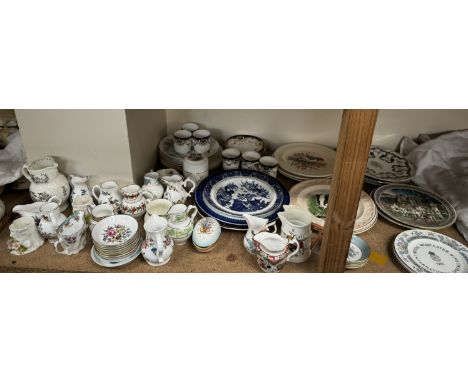 A collection of Royal Worcester and other collectors plates together with Royal Worcester miniature jugs, part coffee set etc